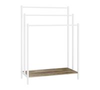 Relaxdays Freestanding Towel Rack with Shelf, 3 Bars, Wood-Effect, 81x60x28 cm, Natural/White