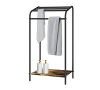 Relaxdays towel rack with shelf, HWD 79.5x41.5x28.5cm, industrial, 4 bars, freestanding, brown/black
