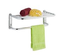 Relaxdays Towel Rail, 6 Bars for Hanging, Wall-Mounted, Chrome Plated Steel, Bathroom Rack, HWD 17 x 48 x 23.5cm, Silver
