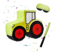 Relaxdays Tractor piñata with rod & mask