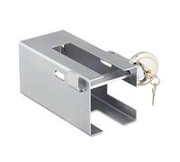 Relaxdays Trailer Lock, Stainless Steel, Theft Protection for Trailers & Caravans, Standard Size, Round, 2 Keys, Silver