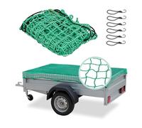 Relaxdays Trailer Net, 1.5 x 2.2 m, with 6 Hooks, Corner Markings, Rubber Cord, Trailer Load Securing, Green