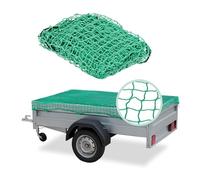Relaxdays Trailer Net Cover, Stretchable, Load Securing, 2.3 x 3.5 m, for Cars, Luggage Tensioning, PE, Transport, Green