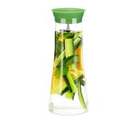 Relaxdays Transparent Cylindrical Glass Decanter 1L, Stainless Steel Carafe with Pourer, Fine Crystal Glass, Dishwasher-Safe