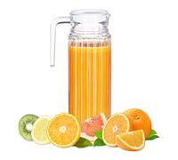 Relaxdays Transparent Juice and Beverage Glass Jug with Handle, Dishwasher-Safe, Water Pitcher with Lid, Slender Shape