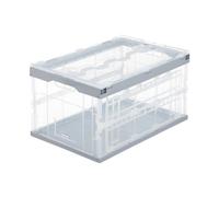 Lidded folding storage box Heavy-Duty Tote Versatile Organiser 60 L Clear