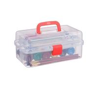 Relaxdays Transparent Plastic Storage Box, 9 Compartments for Small Tools, Press Lock, HWD 14x33x19cm