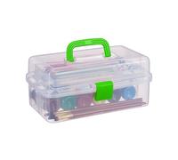 Relaxdays Transparent Plastic Storage Box, 9 Compartments for Small Tools, Press Lock, HWD 14x33x19cm