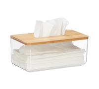 Relaxdays Transparent Tissue Box with Bamboo Lid