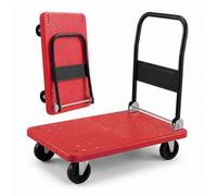 Relaxdays Transport Trolley (up to 300 kg), foldable platform, handle, red