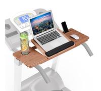Relaxdays treadmill desk attachment, 7-position laptop stand, phone & drink holder, sealed bamboo, natural