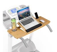 Relaxdays Treadmill Desk Attachment, Laptop Stand, Adjustable, Safety Straps, Tablet & Drink Holder, Bamboo, Natural