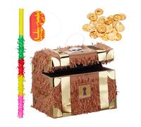 Relaxdays Treasure Chest Piñata Set with Coins