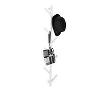 Relaxdays Tree-Shaped Coat Rack, 8 Hooks, Wall-Mounted, Modern, for Hats, Jackets etc, Steel, HWD: 100.5x19.5x7cm, White