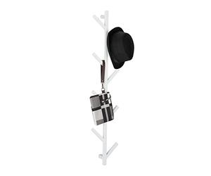 Relaxdays Tree-Shaped Coat Rack, 8 Hooks, Wall-Mounted, Modern, for Hats, Jackets etc, Steel, HWD: 100.5x19.5x7cm, White