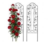Relaxdays Trellis, 2-piece set, HxW: 115 x 32 cm, vintage metal rose trellis for climbing plants, black