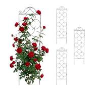 Relaxdays Trellis, set of 4, HxW 116 x 31.5 cm, steel, support for climbing plants and roses, garden, black