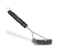 Relaxdays Triangular Grill Cleaning Wire Brush, BBQ Scourer, With Handle, Abrasive, Stainless Steel, 30 cm, Black