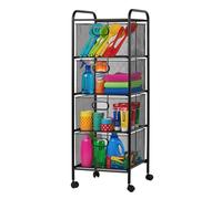Relaxdays trolley, 5 drawers, metal, HxWxD: 92.5 x 32 x 33 cm, 4 castors, kitchen, bathroom, black