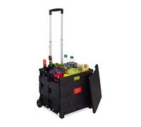 Relaxdays Trolley, Foldable, Up to 35 kg, 50 L, Telescopic Handle, Shopping Transport, HWD 99x45x38 cm, Black, 99 x 45 x 38 cm