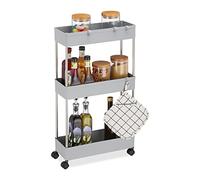 Trolley on wheels Rolling Cart Slim Storage Rack Mobile Organiser 3 Shelves