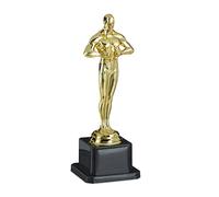 Relaxdays Trophy Statuette, Square Base, Figurine With Wreath, Golden Statue Award, Talent, 18 cm Tall, Gold