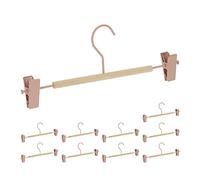Relaxdays Trouser-Hanger, 10x Set, Wood & Metal Clips, Pink/Natural, Extra Wardrobe Storage