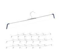 Relaxdays Trouser Hangers, Set of 18, Anti-Slip, for Pants & Skirts, Tension, Adjustable Width 30-51.5 cm, Silver/Blue, Plastic, Iron