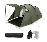 Relaxdays tunnel tent, sleeps 2-3, with vestibule & awning, 2 compartments, waterproof, 150 x 420 x 200 cm, green