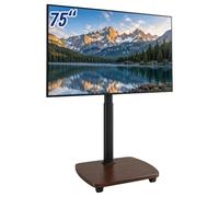 Relaxdays TV floor stand on castors, 43-75 inches, brown-black | up to 50 kg, swivelling, tilting, VESA 600x400, TV floor stand, steel & MDF, wood-effect base, removable castors