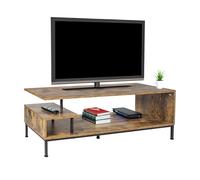 Relaxdays TV Lowboard, 3 Shelves, Open Shelf for 55-Inch, 40x106x39.5 cm, Brown/Black