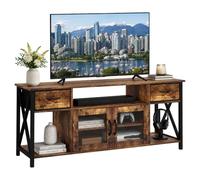 Relaxdays TV lowboard, HxWxD: 60 x 140 x 40 cm, 2 drawers, brown/black