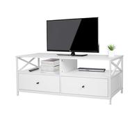 Relaxdays TV Lowboard with 2 Compartments & Drawers, H 50 x W 120 x D 40 cm, White