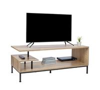 Relaxdays TV Lowboard with 3 Shelves, Open Stand up to 55", 40 x 106 x 39.5 cm, Natural/Black