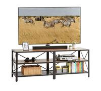 Relaxdays TV Lowboard with 4 Compartments, Open Shelf for 60-Inch TVs, 52x140x39 cm, Brown/Black