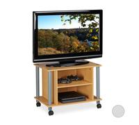 Relaxdays TV Stand with Casters and 2 Shelves