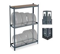 Relaxdays tyre storage rack for 8 tyres, HxWxD: 180 x 120 x 40 cm, 795 kg, steel, easy assembly, grey