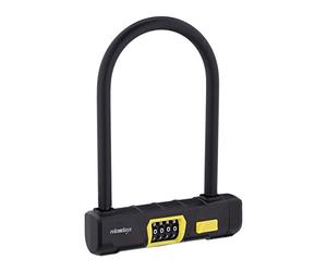 Relaxdays U-Lock with Combination Code, U-Lock for Bike & E-Bike, Combination Lock, Steel, Plastic, Black/Yellow