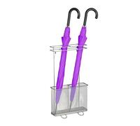 Relaxdays Umbrella Stand, 54 x 30.5 x 15 cm, Metal, Rectangular, Brolly Holder, Modern Design, Hallway Storage, SIlver, Steel