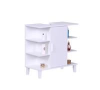 Relaxdays under-sink cabinet with door and 6 open shelves, HWD: 65x64x31 cm, MDF, white bathroom cabinet