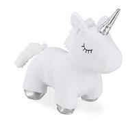 Relaxdays Unicorn Door Stop, Fabric with Sand Filling, Soft & Heavy, Decorative Doorstopper, Indoors, 25 cm Tall, White