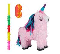 Relaxdays Unicorn Piñata Set with Eye Mask & Bat