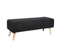 Relaxdays upholstered bench with storage, HxWxD: 40 x 110 x 40 cm, wooden legs, for bedroom or hallway, black