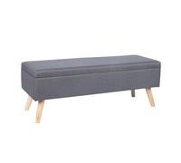 Relaxdays upholstered storage bench, HxWxD: 40 x 110 x 40 cm, wooden legs, versatile chest seat for bedroom, grey