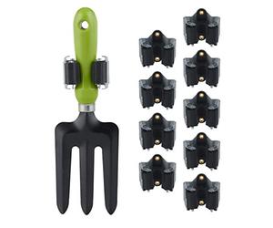 Relaxdays Utility Tool Clamps Set 10, Rubber Gripping Clips, Universal Wall Broom Holder, Garden Tools, Iron, Black/Grey