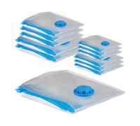 Relaxdays Vacuum Seal, Set of 12, 4 Different Sizes, Travel Clothes Protection Storage, Plastic, Bag, Transparent, 100 x 80 x 0.07 cm