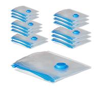 Relaxdays Vacuum Seal, Set of 15, 5 Different Sizes, Storage Protection for Clothes, Plastic, Bags, Transparnet, 110 x 80 x 0.01 cm