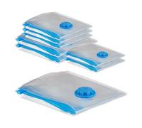 Relaxdays Vacuum Seal, Set of 8, 3 Different Sizes, Travel Clothes Protection Storage, Plastic, Bag, Transparent, 100 x 80 x 0.07 cm