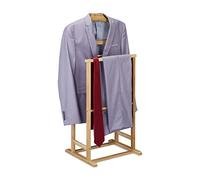 Relaxdays Valet, for Men and Women, Bamboo Coat and Trouser Rack, in Bedroom or Hallway, HWD: 98.5 x 47 x 36 cm, Natural