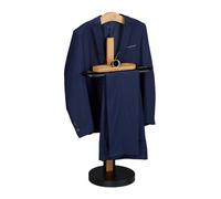 Relaxdays 1 x Valet Stand with Shelf, Free Standing, Wrinkle-Free Suits, Bamboo & Metal, 109 x 48 x 30 cm, Black/Natural